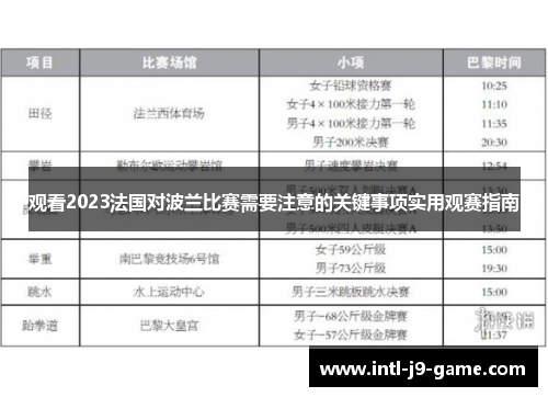 观看2023法国对波兰比赛需要注意的关键事项实用观赛指南 观看2023法国对波兰比赛需要注意的关键事项实用观赛指南